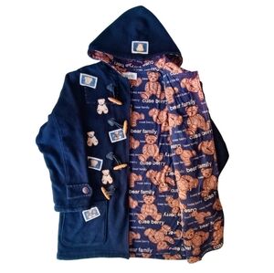 CUSE BERRY Vintage Japanese Retro Patch Embroidery Teddy Bear Fleece Hoodie M/L